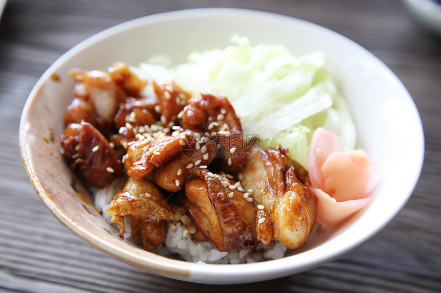 日本料理烧烧烧鸡肉红烧饭图片