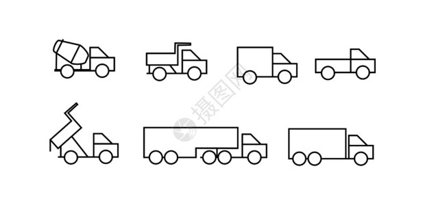 一套卡车和特种车辆轮廓图图片