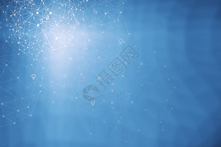 网络连接技术概念背景模糊蓝天背景中的抽象线和点可用于网站横幅或背景图片