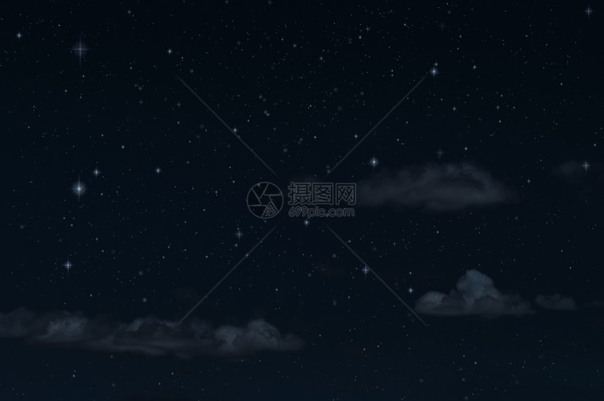 漆黑夜幕下的星云图片