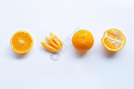 高维生素c白底绝缘的新鲜橙色柑橘水果图片