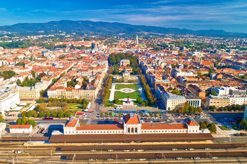 萨格勒布具有历史意义的城市中心空观察著名的克罗提亚首都地标图片