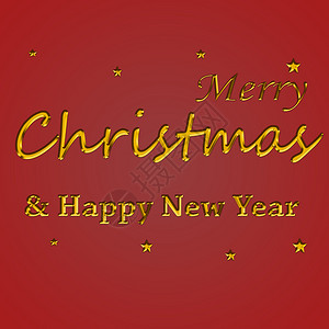 红色背景上的金字快乐圣诞节和新年字母模板红背景的贺卡邀请图片