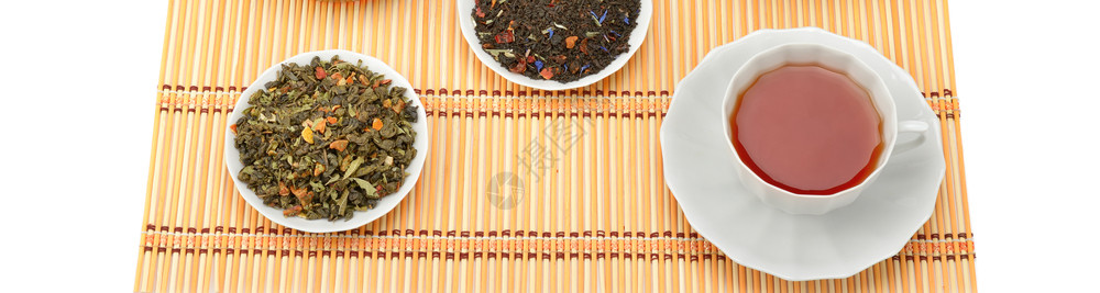 茶生产素材茶叶和在白色背景上隔绝平坦的躺下顶部景色宽广照片背景
