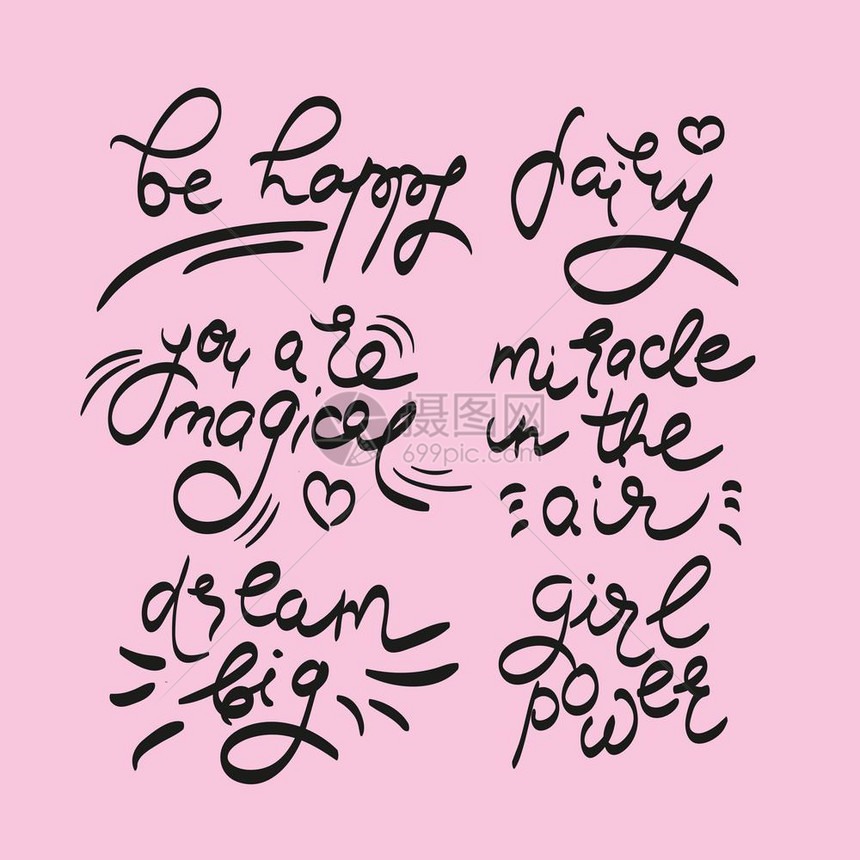 粉色笔迹矢量插图集上的字母图片