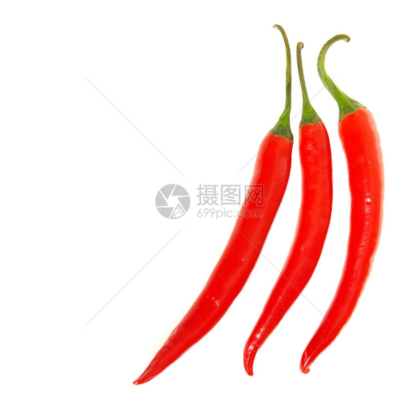 白色背景的红辣椒图片