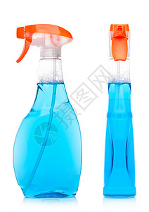 蓝红流体广告图白底的家用蓝玻璃清洁喷剂瓶背景