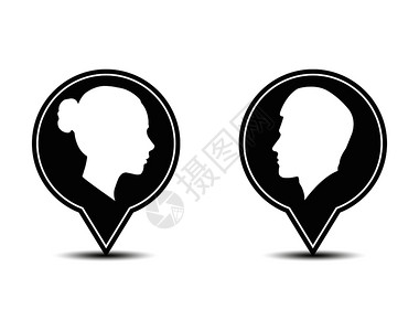 女人的头女人和男的轮廓平板设计设计图片