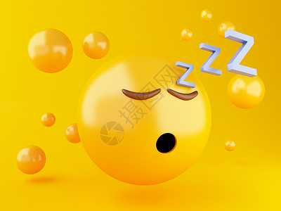 3d插图黄色背景的沉睡化疗图标社交媒体概念图片