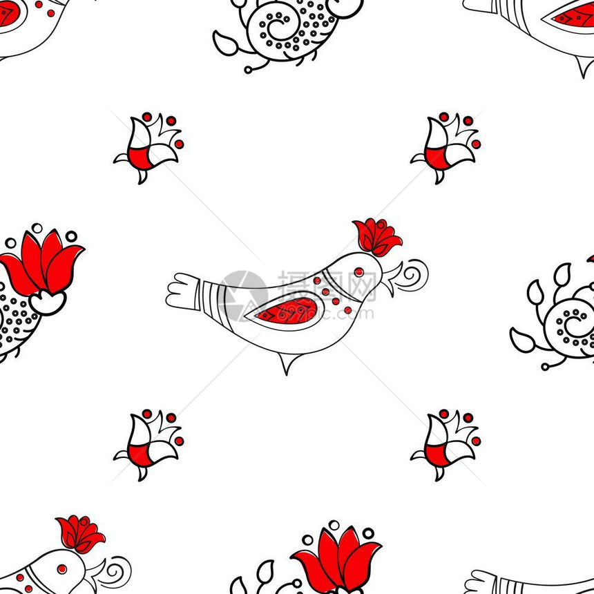 鸟类装饰矢量插图图片