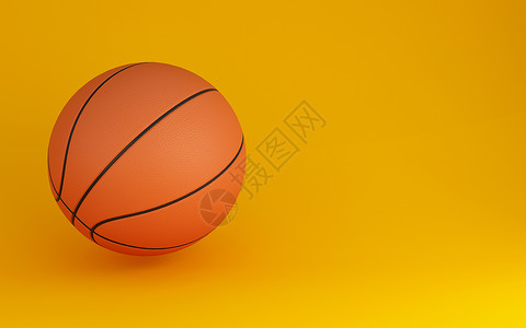 3v3篮球3个插图黄色背景的篮球体育概念背景