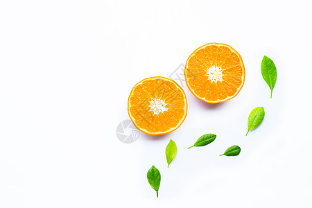 白色背景的新鲜橙柑橘水果背景图片