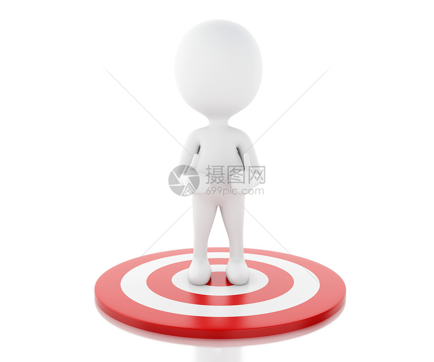 红色目标的白人成功生意孤立白人背景3d铸造者插图图片