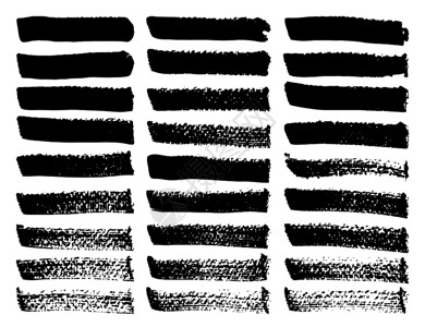 一组刷子黑色墨水灌木笔矢量图解背景图片