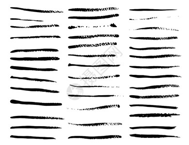 一组刷子黑色墨水灌木笔矢量图解背景图片