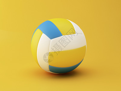 3d插图黄色背景的排球体育概念图片