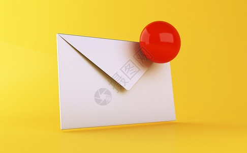 3d插图sm标或黄色背景的邮件提醒电子邮件通知概念图片