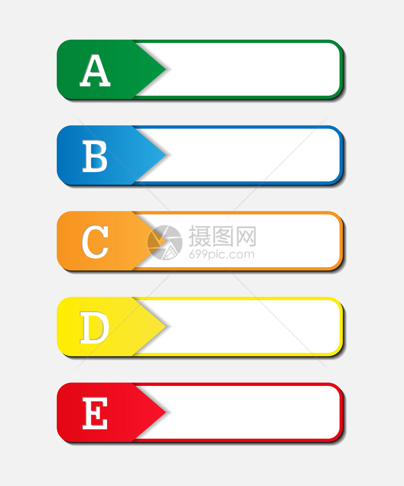 一组彩色书签带有正则字母和用于设计装饰的文本空间图片