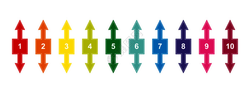 一组彩色编号的方形为1至0上下箭头用于设计和装饰工程演示文稿计划带有编号的制表符设计图片