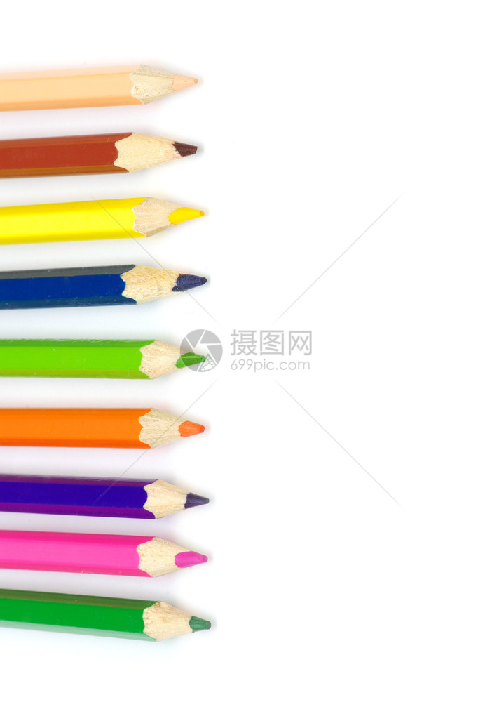 白色背景上孤立的彩色铅笔图片