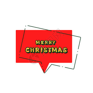 圣诞快乐手写字母配有节日设计演讲泡矢量插图图片