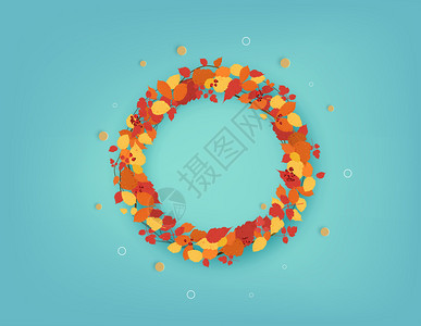 秋天圆形花环图片