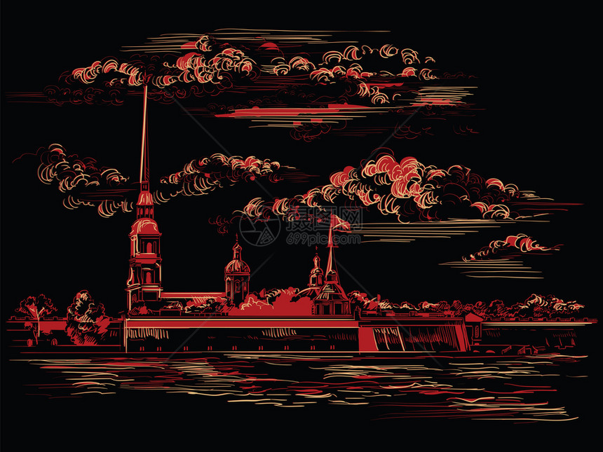 圣彼得堡俄罗斯和河岸的彼得堡垒城市景象图片