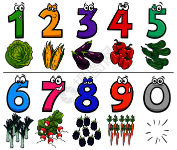 带有蔬菜教学数字1至9背景图片