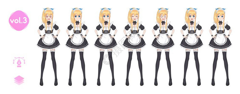animegirl以日本风格制作的漫画人物女佣咖啡厅的服装-女仆装图片