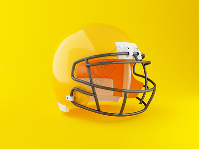 足球素材卡通3d铸造者图像黄色背景的美国足球头盔体育概念背景