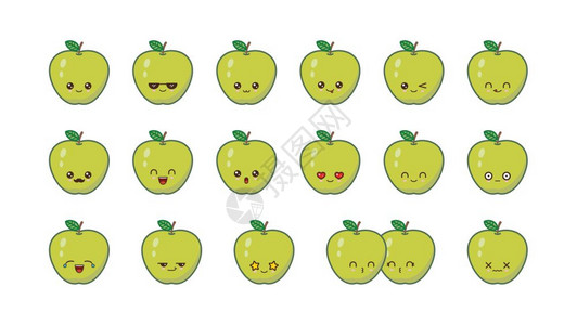 可爱卡通苹果绿苹果可爱的kawi吉祥物背景