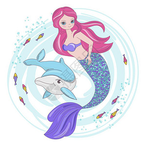 美人鱼与海豚插图图片