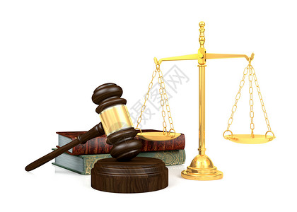 木法官的手锤金色尺码法律书籍3D图片