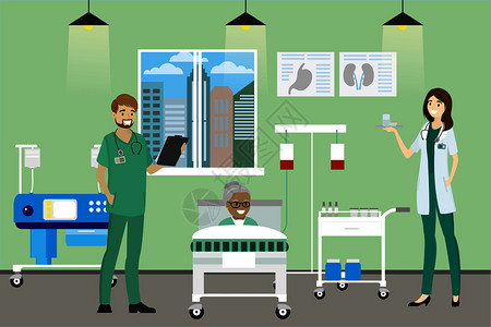 医院病房的生护士和非洲祖母病人卡通媒说明医院病房的生护士和祖母病人图片