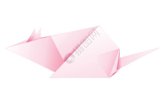 白色纸云朵矢量折叠纸粉红色老鼠或设计背景