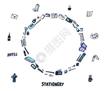 涂鸦风格的矢量文具图片