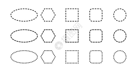 一组几何形状的轮廓有破折线图片