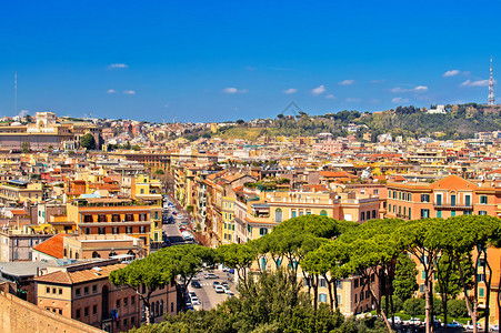 屋顶和多彩的城市景色全意大利首都目的地高清图片素材