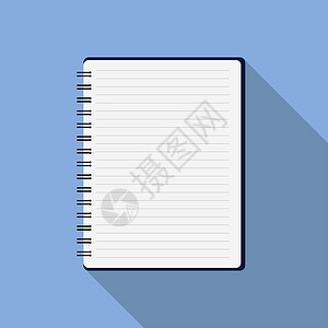 蓝背景的笔记式教育有影子空纸工作文件白成功核对清单报告页面工作图片