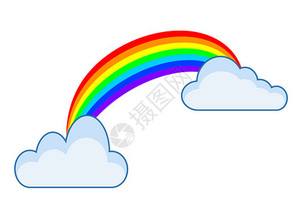 可爱云彩和彩虹矢量插图设计图片