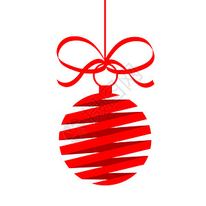 矢量红色促销装饰丝带绸带用于设计带条的红装饰圣诞树球库存矢量插图设计图片