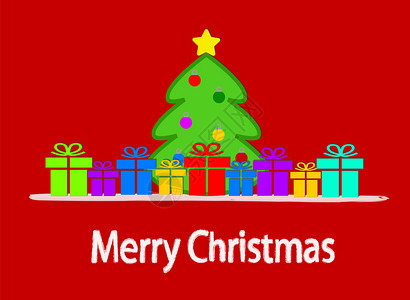 圣诞节优惠券红背景圣诞快乐和新年贺卡股票矢量插图背景