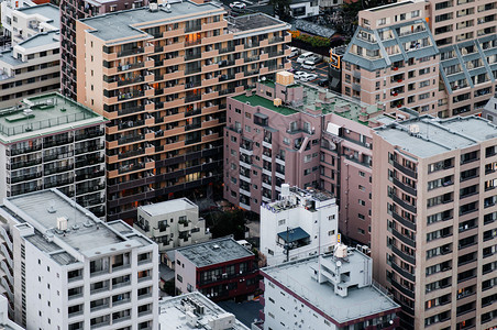 Japn空中查看Chickaw区住宅现代公寓楼亚洲高清图片素材