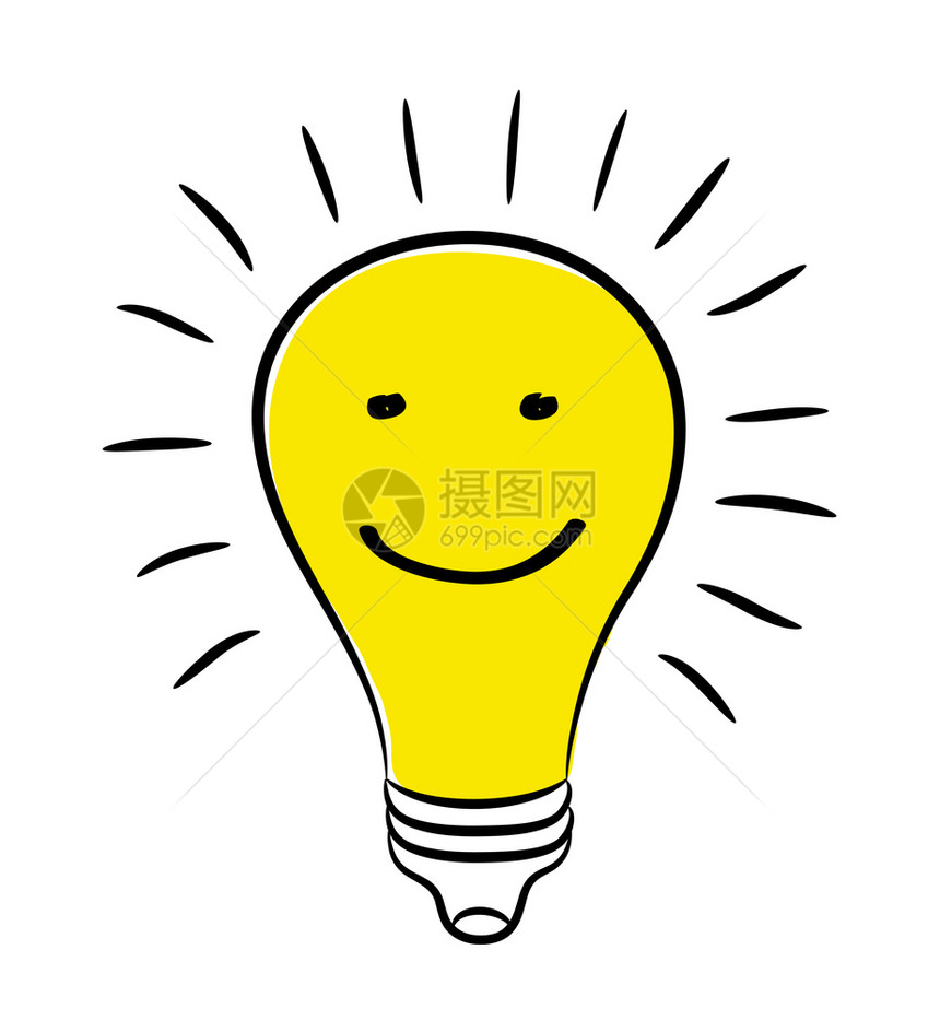 电灯泡和笑脸作为伟大理念的概股票矢量插图图片