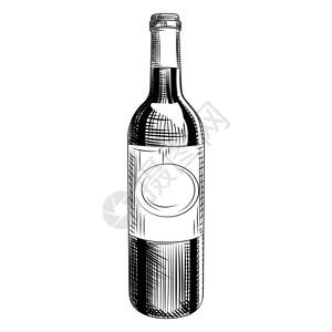 手画葡萄酒瓶雕刻样式白色背景上的孤立对象矢量说明孤立对象图片