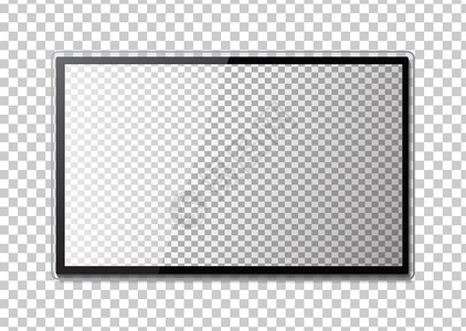 中控屏幕tv空带式显示器在透明背景中隔离的计算机或黑光框用于设计的矢量空白屏幕lcd等离子体面板或tv插画