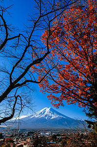 神座村从川口果附近的fujiyoshda村的古塔阿拉库山桑根公园看到背景