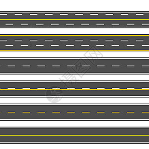 城市车道沥青路成套矢量图背景图片