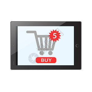 网上购物概念在平板电脑上购买5件物品的按钮电子商业概念网上购物图片