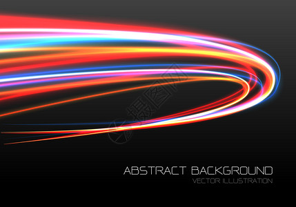 黑色技术奢侈品背景矢量插图上的闪光速曲线运动图片